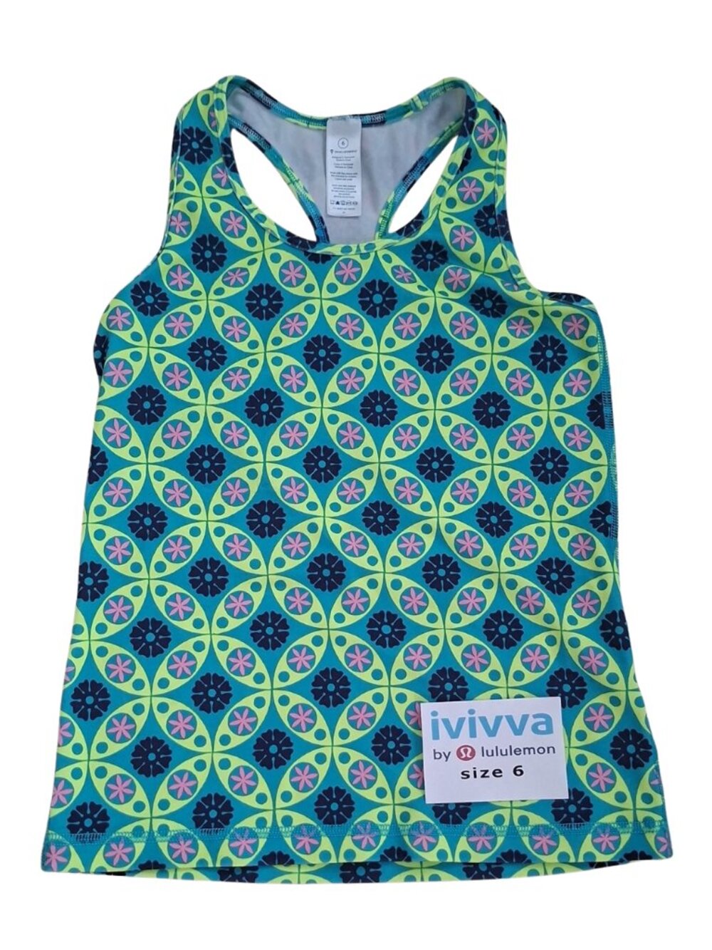Ivivva by Lululemon🍋 Keep Ur Cool Racer Colours tank top green yellow size 6